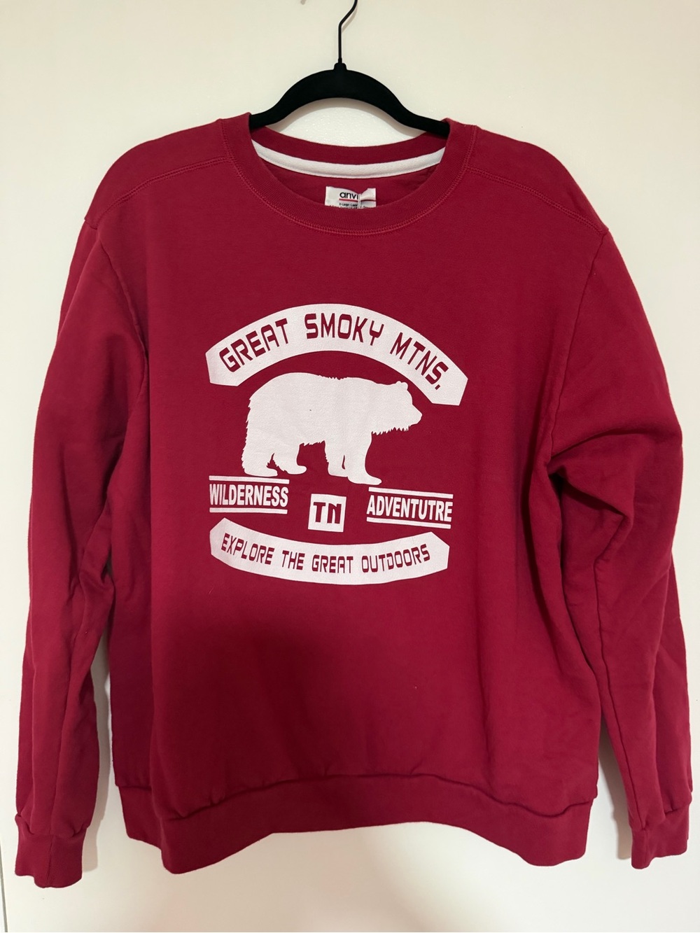 Great Smoky Mtns Red Graphic Crewneck Sweatshirt - Unbranded